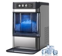 Ice Maker Machine Countertop - Automatic Chewable Ice Maker for Home & Commercial Use, Produces 17kg Clear Ice Cubes in 24 Hours, Perfect for Parties & Offices