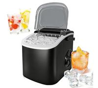Ice Maker Machine Portable, Auto-Cleaning Ice Cube Maker with Handle and Scoop, Makes Ice in 6 Mins, 15Kg/24 Hours, Low Noise, Perfect for Home, Party, Travel, Camping