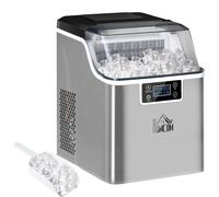 HOMCOM 20kg/Day Ice Maker Machine Countertop Stainless Steel 3.2L Silver