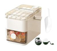 Ice Maker With Easy Press Lid, Double Layer Ice Cube Tray, One-Click Demolding, Pull-Out Ice Drawer with Portable Handle, Includes 2 Large Ice Ball Molds