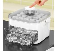 Ice Maker with Easy Press Lid, Press-Type Design Portable, Double-Layer Portable Pull-Out Ice Drawer with Handle for Whiskey Cocktails Sodas Juices Yogurt Lemonade Drinks