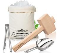 Ice Mallet and Ice Bag - Wood Hammer and Cotton Canvas Bag for Crushed Ice, Bartender Kit & Bar Tools Kitchen Accessory - ICML0001