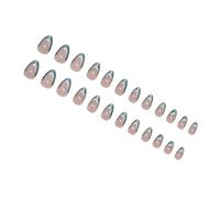 Ice Mist Artificial Nails Detachable French Manicure Set Ice Blue Glittering Press Stick Nails for Women Gift French Tip Press on Nail