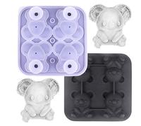 Ice Mold, Koala Silicone Mould for Freezer - with 4 Compartments for Creating Cubes Ideal for Fridge Coffee Whiskey Beer Cocktail