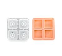 Ice Mold, Large Spherical Silicone Round, Fun Shaped Cube Tray with Transparent Funnel(Pink Square)