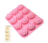 Ice Molds for Cocktails,12-Cavity Rose DIY Baking Supplies - Silicone Ice Mold Baking Pan - for Soap Chocolate Candy Jelly Food Whiskey Crafts Freezer Home Kitchen Bar Restaurant