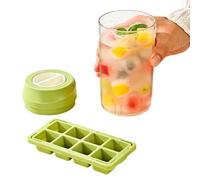 Ice Molds for Cocktails - Rotating Easy Release Maker Cup | 8-Compartment Spill Proof Tray with Lid | Portable Large Capacity Storage Container for Whiskey, Coffee, Juice, Home, Office