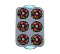 Ice Molds - Silicone 28.5x17.8x3cm 6-Cavity | Holiday Reusable Craft Supplies, Wreath Ice Tray Silicone Molds | for Freezer Chocolate Cake Food Baking Whiskey Cocktail Drinks Soap Candle Party