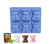 Ice Mould 6 Cavity Non-Stick 3D Cow Mold - Mini Cow Silicone Tray for Party, Daily Life, Pool, Kitchen, Picnic, Camping, Drinks, Whiskey, Cocktails, Sodas, Juices,