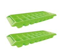 Ice Mould Ice Cube Tray Plastic Stackable Cube for Freezer 2 Pack 16 Cubes Per Tray for Cocktail Whiskey Chocolate Big Square Ice Cube Moulds (Green, One Size)