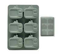 Ice Mould, Silicone Maker, TV Shaped 6 Cavity with Lid for Creative Drink Prep, Reusable Accessory for Wine, Whiskey, Juice, and Cocktails, Home, Restaurant, Baking 6.3 x 4.33 x 0.79 inches