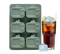 Ice Mould - Tray With Lid | TV-Shaped Silicone Cube Maker Mould | 6-Cavity Lidded Beverage Making Baking Mould Reusable for Wine Whiskey Juice Cocktails Home Restaurant RV
