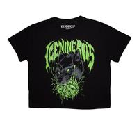 Ice Nine Kills Women's Wolf Band Logo Crop Top in Black | Size: Small Ice Nine Kills Black S
