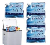 Ice Packs Cooler - 4 Piece Reusable Cooling Gel Set for Food Storage | Foldable Long Lasting with Freezer Blocks, Portable Cold Accessories for Picnic Camping Fishing Travel Use