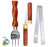 Ice Pick Stainless Steel Ice Crusher with Wooden Handle Ice Chipper Ideal for Breaking Ice Kitchen Tool 3 Pack