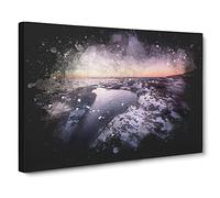 Ice Pool In Helsinki Finland Paint Splash Canvas Print | Gallery Wrapped 30mm Frame Wall Art | 24x16 inches | Ready to Hang | Modern Picture | Living Room Bedroom Lounge Office