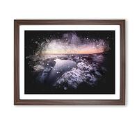 Ice Pool In Helsinki Finland Paint Splash Modern Art Framed Wall Art Print, Ready to Hang Picture for Living Room Bedroom Home Office Décor, Walnut A2 (64 x 46 cm)