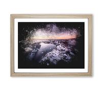Ice Pool In Helsinki Finland Paint Splash Modern Art Framed Wall Art Print, Ready to Hang Picture for Living Room Bedroom Home Office Décor, Oak A2 (64 x 46 cm)