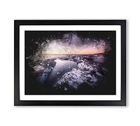 Ice Pool In Helsinki Finland Paint Splash Modern Art Framed Wall Art Print, Ready to Hang Picture for Living Room Bedroom Home Office Décor, Black A3 (46 x 34 cm)
