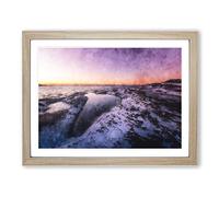 Ice Pool In Helsinki Finland Painting Modern Art Framed Print | A4 Oak Framed Wall Art | Ready to Hang | Modern Landscape Picture | Living Room Bedroom Lounge Office