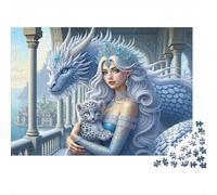 Ice Queen & Dragon 1000 Pieces Jigsaw Puzzles Paper Snow Leopard Cub Art for Adults 14+ Stress Relief Seekers 70x50cm/1000pcs