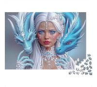 Ice Queen Dragon 1000pcs Jigsaws for Adults, Thick Cardboard, Woman Two Dragons, Challenging Brain Teaser, Develops Fine Motor Skills, Great Family Activity for All Ages 52x38cm/1000pcs