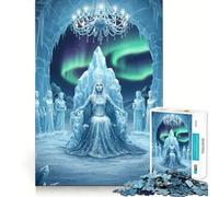 Ice Queen on Throne with Aurora Teenagers Puzzles 1000 Piece Jigsaws Memory Boost Indoor Fun Pattern Assemble Home Accent (38x26cm)