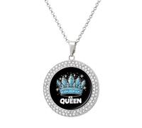 Ice Queen Pendant Necklace Round Diamond Necklace Silver-Color Jewelry Charms for Women
