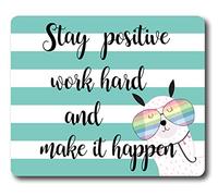 Ice Rabbit Mouse Pad Motivational Quote Stay Positive, Work Hard Inspirational Quotes Gaming Non-Slip Rubber Mousepad