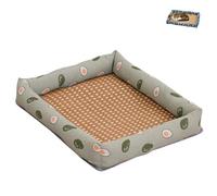 Ice Rattan Cooling Bed for Cats Dogs, breathable rattan cooling pet bed,Pet Ice Pad Mat Pet Cooling Mat,Summer Pet Woven Breathable Square Mat Sleeping Pad For Dogs Cats (N,XL)