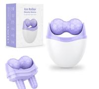 Ice Roller Face 2-in-1 Massager - Gel Beads Face Ice Roller & Eye Massager Head for Swelling Relief, Tightening, Headache Support - Massage Tool for Cooling Therapy, Home & Travel Use (Purple)