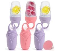 Ice Roller Face 3Counts Cold Facial Massager Freezer Mold for Face and Eye Reduce Puffiness Anti Wrinkle Dark Circles Travel Size Reusable Silicone Rose Shell Cube Case Skin Care Tool (Pink & Purple)