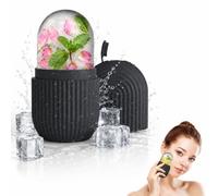 Ice Roller for Face and Eye, Silicone Ice Facial Roller Ice Holder, Face Ice Mold Skin Care, Face Icers Reusable Ice Cube Roller for Shrink Pores Anti Wrinkle Reduce Puffiness (Black)