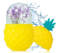 Ice Roller for Face and Eyes, Gua Sha Massage Ice Cube Face Roller Ice Mould Reusable Pineapple Beauty Facial Treatment for Lubricating Skin Brighten Skin Remove Fine Lines Shrink Pores(Yellow)