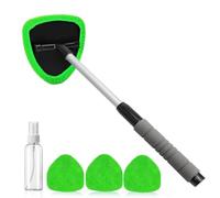 Ice Scraper for Car Windscreen, Durable Frost & Snow Remover With 4 Microfiber Pads, 100ML Spray Bottle＆Ergonomic Grip, Winter Automotive Tool With 180° Rotating Head, for Cars, Trucks＆SUV (Green)