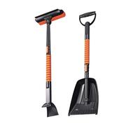 Ice Scraper - Snow Broom Squeegee for Car | Metal with Extendable Handle, 360 Degree Pivoting Brush Head for Vehicle Windshield, Window Cleaning and Winter Snow Removal Tools