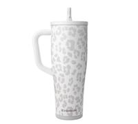 Ice Shaker 40 oz Tumbler with Handle and Straw | 40oz White Leopard | Cold for 30+ Hours | 2-in-1 Tumbler Shaker Bottle | Odor-Free 40 ounce Bottle for Water, Protein Shakes, Smoothies, Cocktails