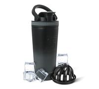 Ice Shaker Insulated Stainless Steel Shaker Bottle | 20 oz, Grey Color Rush | Cold for 24+ Hours | Insulated Cup with Twist-on Agitator | Odor-Free Bottle for Protein Shakes,Water,Smoothies,Cocktails