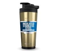 Ice Shaker Insulated Stainless Steel Shaker Bottle | 26oz, Gold | Cold for 30+ Hours | Insulated Cup with Twist-on Agitator | Odor-Free Bottle for Protein Shakes, Water, Smoothies, Cocktails