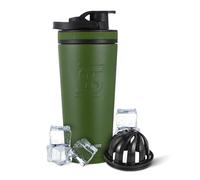 Ice Shaker Insulated Stainless Steel Shaker Bottle | 26oz, Green | Cold for 30+ Hours | Insulated Cup with Twist-on Agitator | Odor-Free Shaker Cup for Protein Shakes, Water, Smoothies, Cocktails