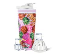 Ice Shaker Insulated Stainless Steel Shaker Bottle | 26oz, Pineapple | Cold for 30+ Hours | Insulated Cup with Twist-on Agitator | Odor-Free Bottle for Protein Shakes, Water, Smoothies, Cocktails