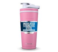 Ice Shaker Insulated Stainless Steel Shaker Bottle | 26oz, Pink | Cold for 30+ Hours | Insulated Cup with Twist-on Agitator | Odor-Free Bottle for Protein Shakes, Water, Smoothies, Cocktails