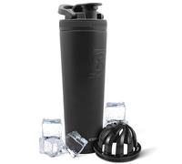 Ice Shaker Insulated Stainless Steel Shaker Bottle | 32oz, Black | Cold for 30+ Hours | Insulated Cup with Twist-on Agitator | Odor-Free Bottle for Protein Shakes, Water, Smoothies, Cocktails