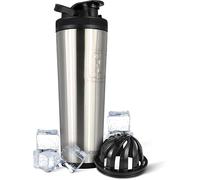 Ice Shaker Insulated Stainless Steel Shaker Bottle | 32oz, Stainless Steel | Cold for 30+ Hours | Insulated Cup with Twist-on Agitator | Odor-Free Bottle for Protein Shakes,Water, Smoothies,Cocktails