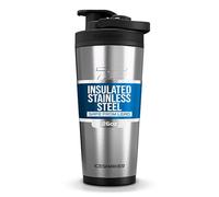 Ice Shaker Stainless Steel Insulated Water Bottle Protein Mixing Cup - Holds Ice for 30+ Hours As Seen On Shark Tank Â€¦ 26oz Silver