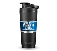 Ice Shaker Stainless Steel Insulated Water Bottle Protein Mixing Cup - Holds Ice for 30+ Hours As Seen On Shark Tank Â€¦ 26oz Black - Black Bands