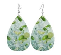 Ice Shards Mint Leaves And Lime Flakes Leather Earring Printed Earring Fashion Leather Earrings For Beach Women