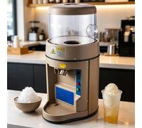 Ice Shaver 480W, Electric Snow Cone Maker with 15L Hopper, 720kg/h Output, Smart Timer Panel and Emergency Stop for Sushi Platters and Sashimi Preparation