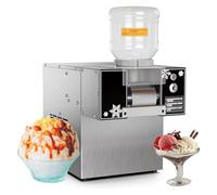 Ice Shaver Machine, 60KG Commercial Electric Shaver with 2 Barrels, Refrigeration Roller, Adjustable Thickness, Fast Cooling for Snack Bars and Ice Cream Shops