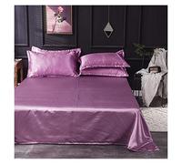 Ice Silk Bed Sheet Flat Sheet Solid Color Ice Silk Satin Fabric Bedding Queen King Size Luxury Bed Sheet Bedclothes Bed Sheets and Pillowcases(Bean,170x230cm)